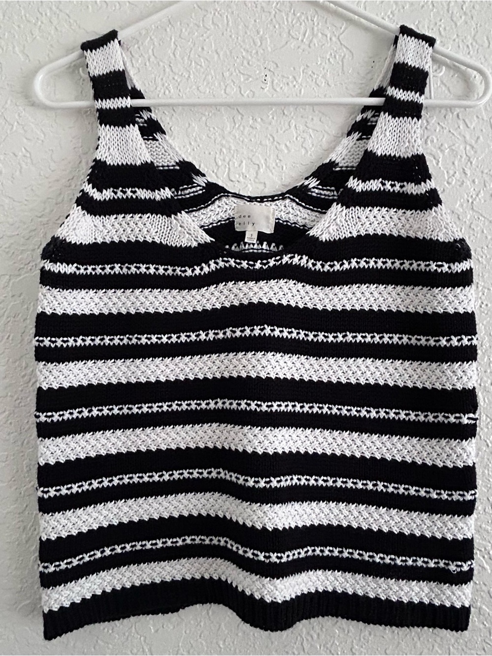 Striped Black & White Knit Tank Top by A New Day
